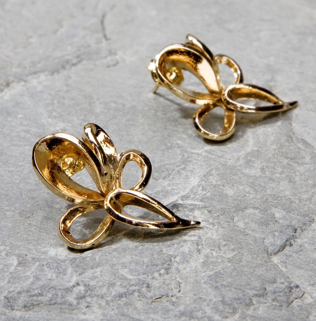 Large Gold Earrings Statement Gold Flower Stud Earrings - Etsy