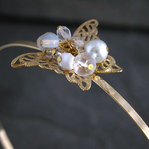 Gold and White Butterfly Tiara Butterfly Headband Butterfly Crown Butterfly Headpiece Head Piece Butterfly Hairpiece Hair Piece Weddings
