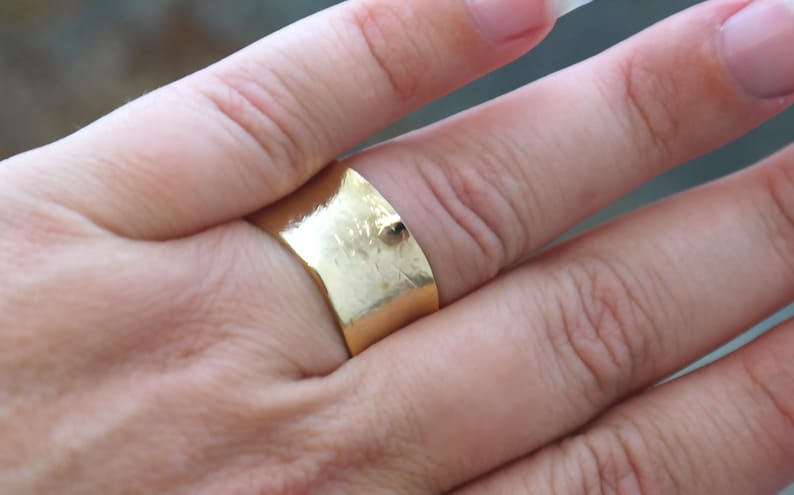Gold Band Ring, Yellow Gold Band, Thick Gold Ring, Wide Band Gold Ring, Wedding Band, Unique Wedding Band, Brilliant Ring, Bohemian Ring image 9