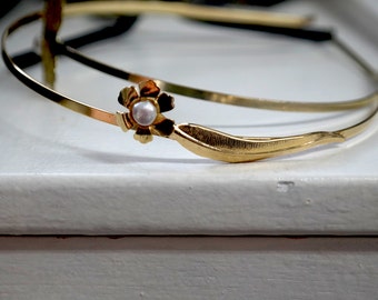Gift For Women, Bridal Pearl hair accessories ,Bridal headband , Gold Hair Crown ,blossom hair crown, Bridal Flower Crown, wedding headpiece