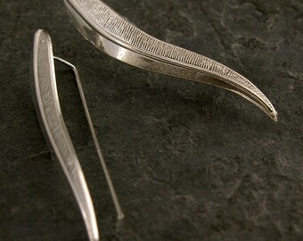 Mutter Geschenk, lange Silber Blatt baumeln Ohrringe, lange Ohrringe, Silber Blatt Ohrringe, Blatt Schmuck, Boho Ohrringe, Boho Schmuck