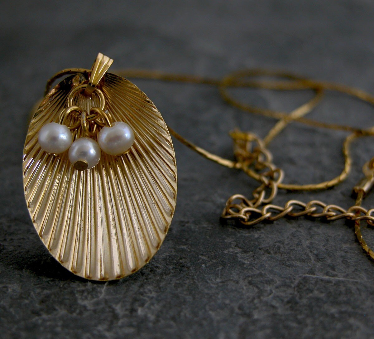 Gold Pearl Seashell Necklace Ocean Jewelry Statement Etsy