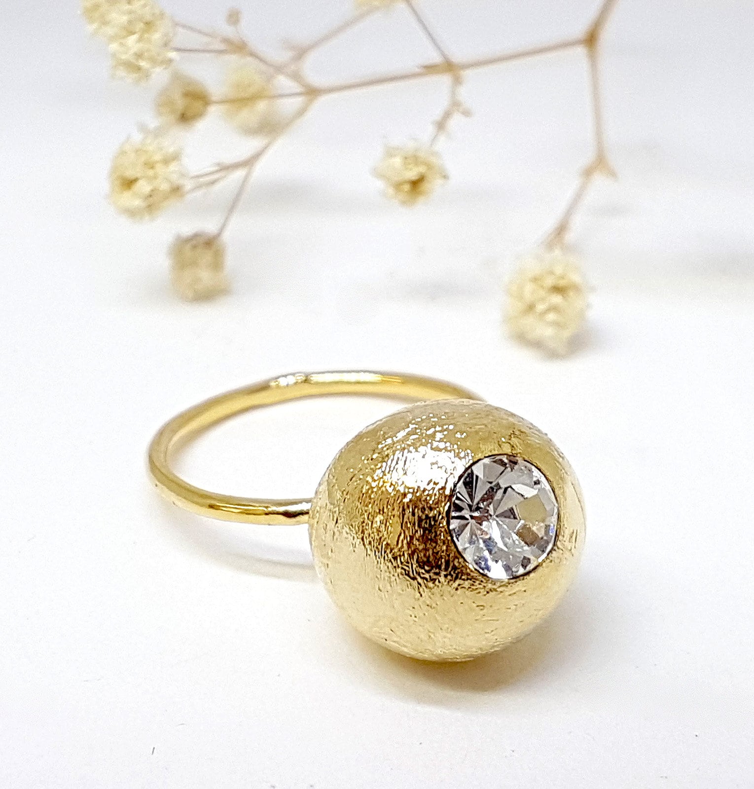 Clear Crystal Gold Ring Crystal Ring Swarovski Crystal Ring Etsy