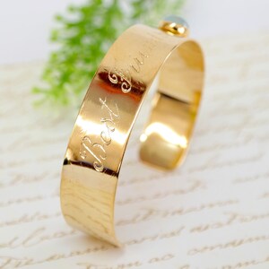 Personalized Hand Engraved Gold Bracelet, Birthstone Bangle Bracelet, Best Friend Gift, Gold Personalized Cuff, Personalized custom jewelry image 5