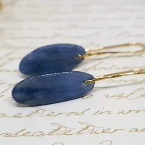 Blue Kyanite Earrings, Blue Kyanite Dangle Drop Earrings, Kyanite Jewelry, Gemstone Jewelry, Stone Earrings, Blue Earrings, Stone Jewelry