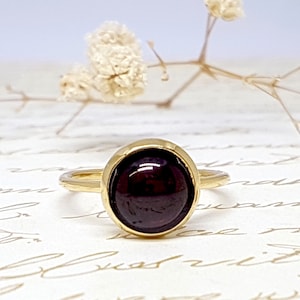 Garnet Ring, Birthstone Gold Ring, Natural Stone Gold Ring, Gemstone Stacking ring, January Birthstone, Dainty Stacking Ring, Garnet Jewelry