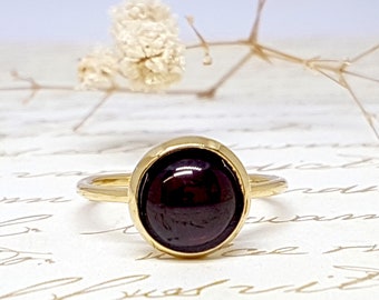 Garnet Ring, Birthstone Gold Ring, Natural Stone Gold Ring, Gemstone Stacking ring, January Birthstone, Dainty Stacking Ring, Garnet Jewelry