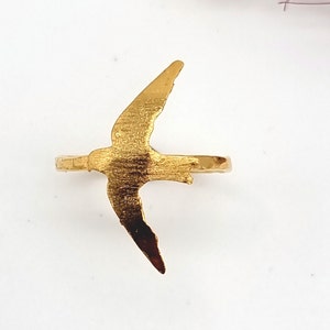 Gold Swallow Ring, Gift for Her, Gold Boho Ring, Gold Bird Ring, Art Nouveau Jewelry, Flying Bird Ring, Wedding Gold Ring, Nature Inspired