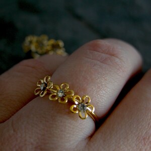 Stacking Ring, Gold Ring, Floral Ring ,gold Flowers Ring, Flower Ring ...