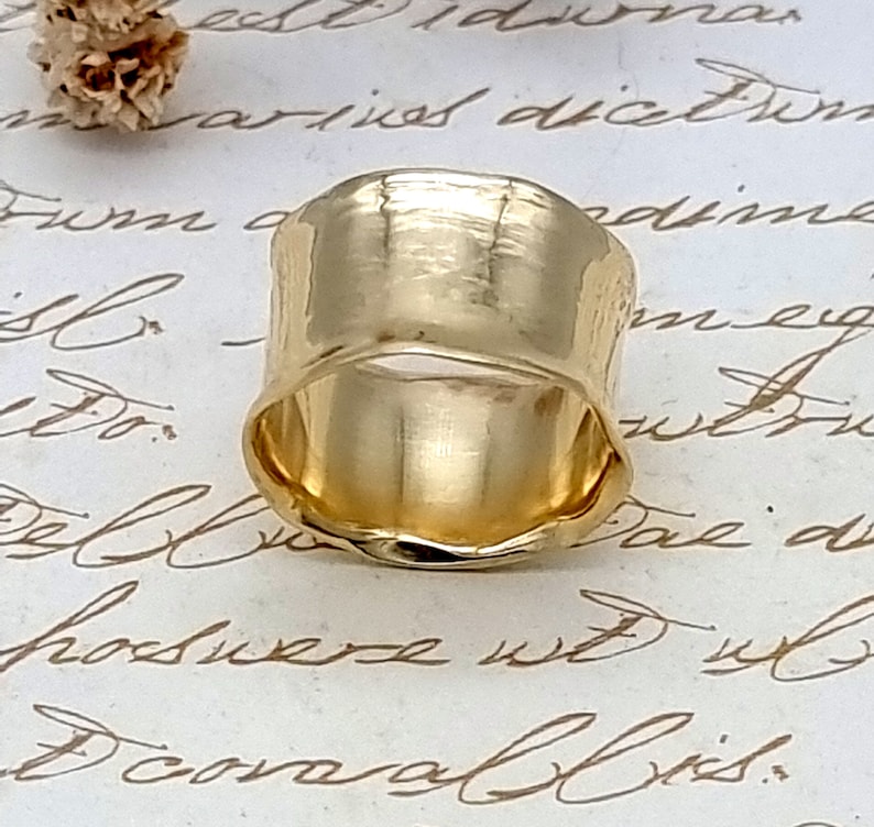 Gold Band Ring, Yellow Gold Band, Thick Gold Ring, Wide Band Gold Ring, Wedding Band, Unique Wedding Band, Brilliant Ring, Bohemian Ring image 3