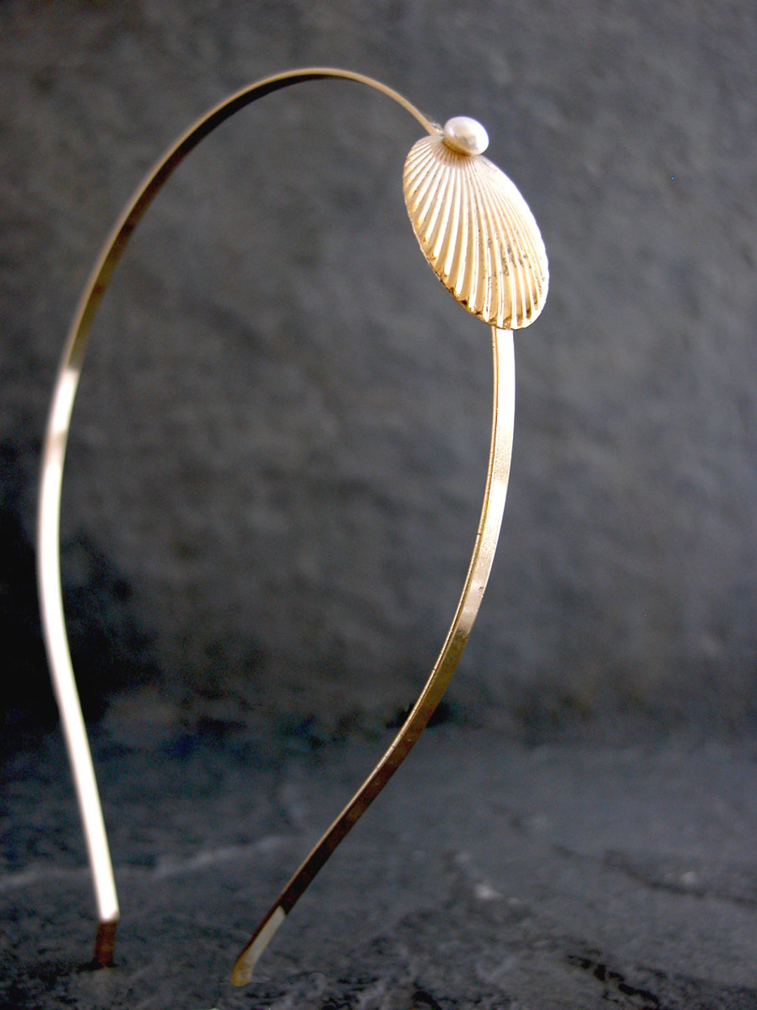 Pearl Gold Bridal Headband, Gold Hair Accessories, Seashell Headband ...