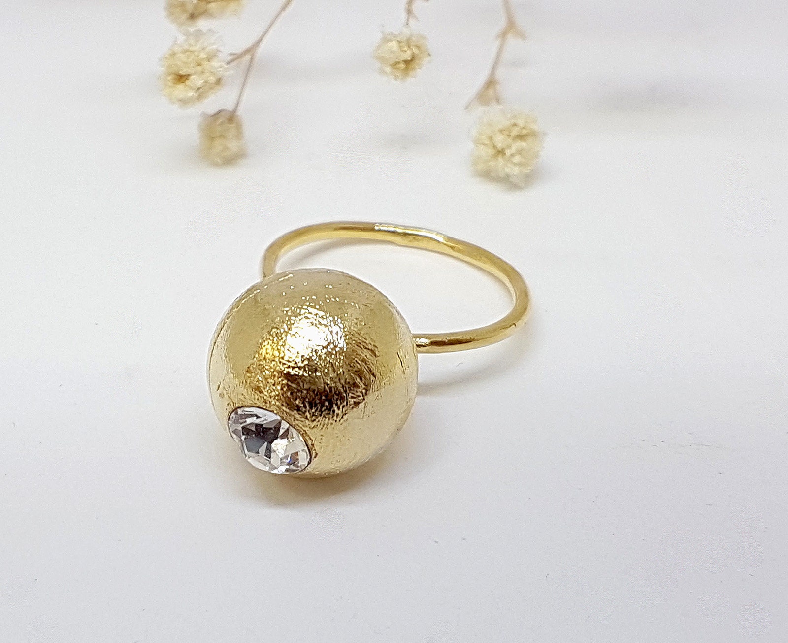 Clear Crystal Gold Ring Crystal Ring Swarovski Crystal Ring Etsy