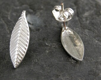 Silver Studs Earrings ,Silver Leaf Earrings ,Silver Post Earrings, Sliver Jewelry, Leaf Earrings, Christmas Women's Gift, Stocking Stuffers