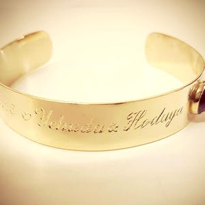 Personalized Hand Engraved Gold Bracelet, Birthstone Bangle Bracelet, Best Friend Gift, Gold Personalized Cuff, Personalized custom jewelry image 8