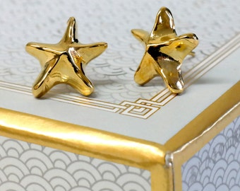 Dainty Gold Starfish Earrings, Starfish Stud Earrings, Beach Wedding Jewelry, Ocean Jewelry, Sea Creature Earrings, Summer Vacation Gift