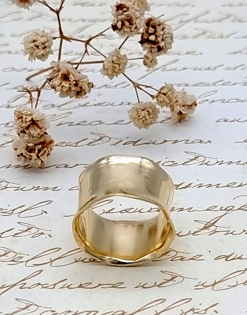 Gold Band Ring, Yellow Gold Band, Thick Gold Ring, Wide Band Gold Ring, Wedding Band, Unique Wedding Band, Brilliant Ring, Bohemian Ring image 2