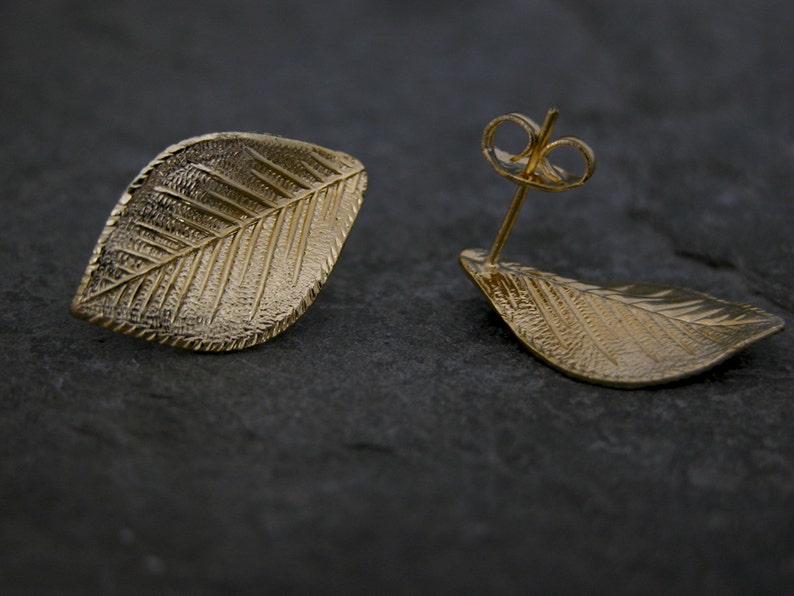 Wedding Gold Grecian Leaf Earrings, Grecian Goddess Stud Earrings, Leaf Stud Earrings, Greek Goddess Earrings, Bridesmaid Bridal Earrings image 2