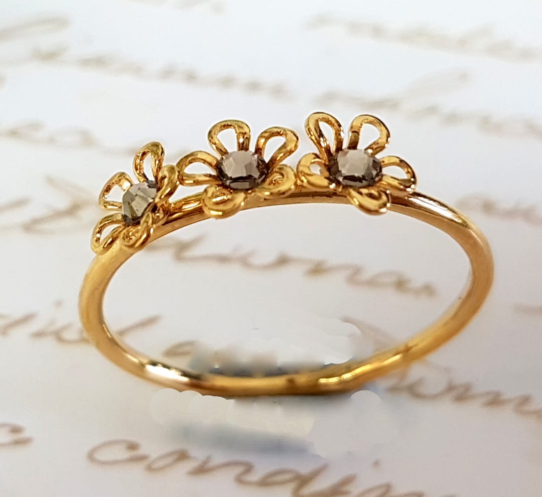 Stacking Ring, Gold Ring, Floral Ring ,gold Flowers Ring, Flower Ring ...