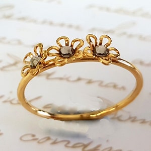 Stacking Ring, Gold Ring, Floral Ring ,Gold Flowers Ring, Flower Ring, Stackable Ring, Swarovski Jewelry