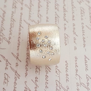 Gold Statement Ring, Unique Wedding Band, Wide Gold Band, Cubic ...