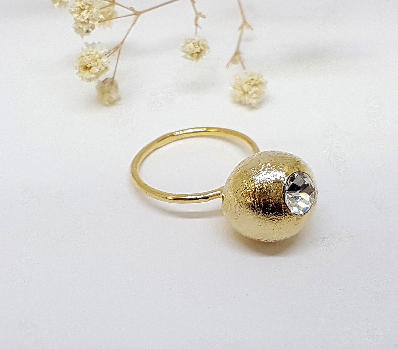 Clear Crystal Gold Ring Crystal Ring Swarovski Crystal Ring Etsy