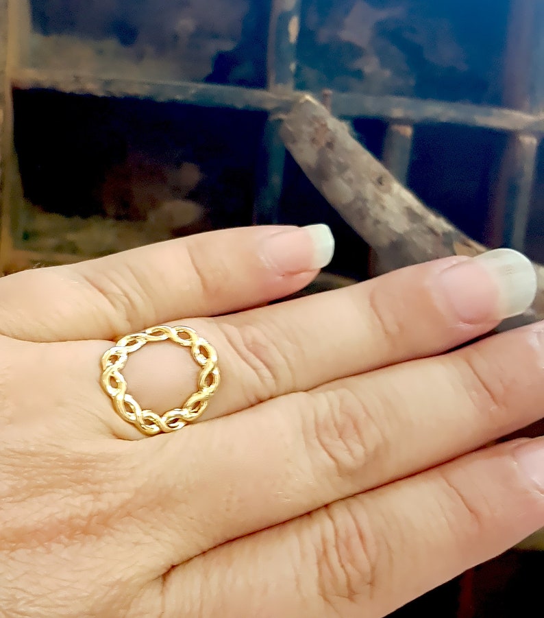 Organic Dainty Karma Ring, Open Circle Ring 925 Sterling Silver Gold, Rose Gold, White Gold Plated, Minimalist Geometric Gift For Her, Bold