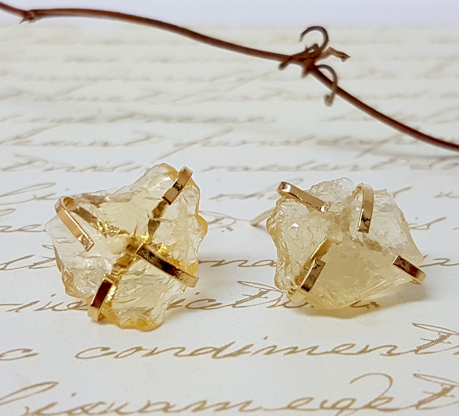 Georgini Natural Citrine and Two Natural Diamond November Earrings - Silver main image 1