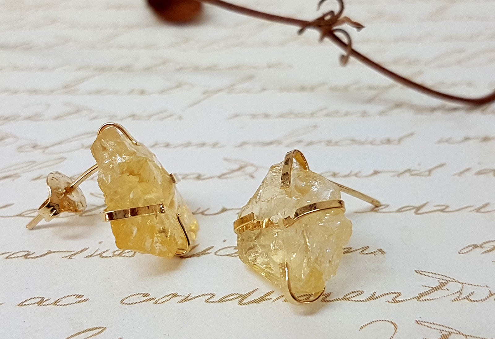 Georgini Natural Citrine and Two Natural Diamond November Earrings - Gold main image 1