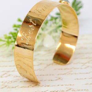Personalized Hand Engraved Gold Bracelet, Birthstone Bangle Bracelet, Best Friend Gift, Gold Personalized Cuff, Personalized custom jewelry image 7