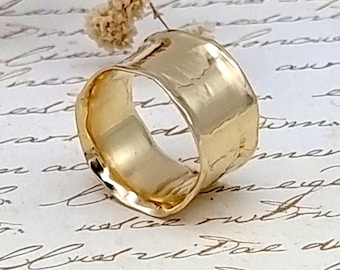 Gold Band Ring, Yellow Gold Band, Thick Gold Ring, Wide Band Gold Ring, Wedding Band, Unique Wedding Band, Brilliant Ring, Bohemian Ring