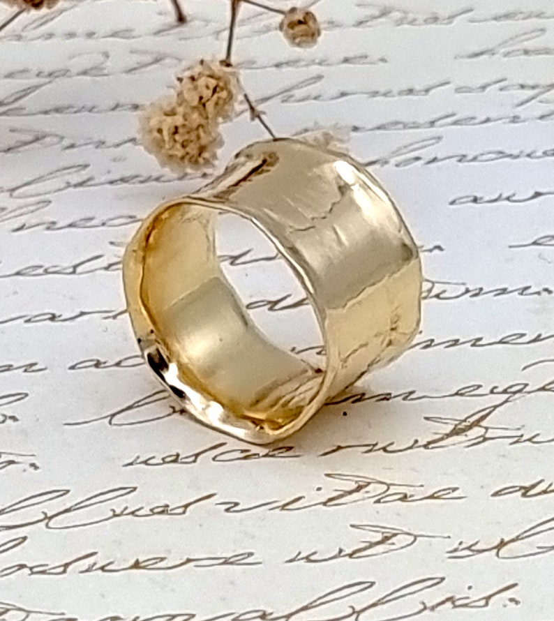 Gold Band Ring, Yellow Gold Band, Thick Gold Ring, Wide Band Gold Ring, Wedding Band, Unique Wedding Band, Brilliant Ring, Bohemian Ring image 1