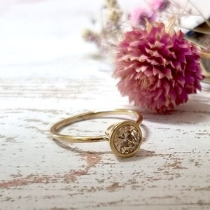 Yellow Gold Engagement Ring, Solid 14K Gold Engagement Ring, Dainty Gold Ring, Promise 14K gold Ring, Classic gold Ring, Zircon gold Ring