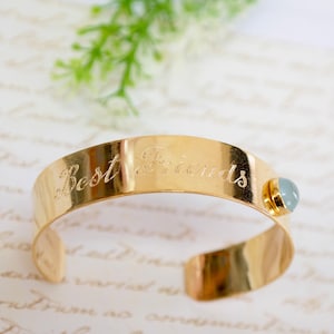 Personalized Hand Engraved Gold Bracelet, Birthstone Bangle Bracelet, Best Friend Gift, Gold Personalized Cuff, Personalized custom jewelry image 2