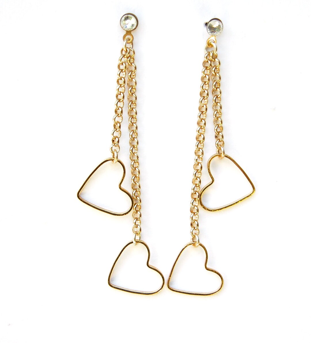 Valentines Day Gift for Her Gold Heart Earrings Heart Dangle Etsy