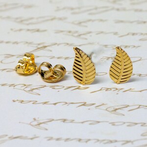 Gold Leaf Stud Earrings, Gift For Her Gold Stud Earrings Nature Earrings Leaf Wedding Earrings Wedding Jewelry Bridal Earrings Leaf Jewelry