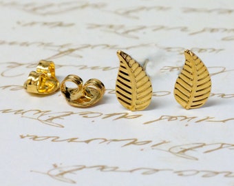 Gold Leaf Stud Earrings, Gift For Her Gold Stud Earrings Nature Earrings Leaf Wedding Earrings Wedding Jewelry Bridal Earrings Leaf Jewelry