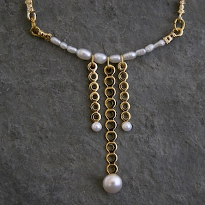 Wedding White Pearl gold Necklace Bridesmaid Jewelry Bridesmaid Pearl Necklace June Birthstone Necklace Pearl Jewelry