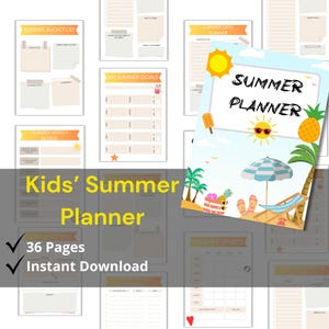 Summer planner for kids, Printable Schedule For Kids, Summer Activities, Summer Vacation, Summer Planner Kit, Summer journal
