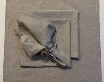 Sand Beige Linen Cloth Napkins – Linen Cotton Blend – Handmade – Coastal Table Linens – Set of 4 – Neutral Table Decor