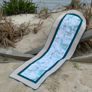 Coastal Table Runner – Beige & Teal Green – Coral Reef Design – 14.5&quot;x47&quot; – Cotton Linen – Beach House Decor