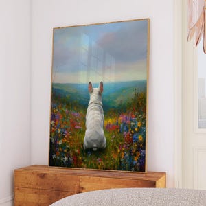 Weiße französische Bulldogge-Wand-Kunst-Druck-Ölgemäldestil, französische Bulldogge Besitzergeschenk, Frenchie Hund abstraktes Plakat, französische Bulldogge-Gedenkstätte