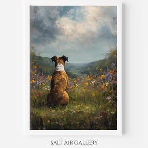 Brindle Boxer Dog Rustic Oil Painting Wall Art Print, Boxer Memorial Portrait , Gift for Boxer Dog Owner, Boxer Picture, Dog Nursery Art