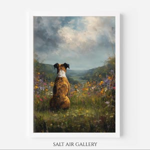 Brindle Boxer Dog Rustic Oil Painting Wall Art Print, Boxer Memorial Portrait , Gift for Boxer Dog Owner, Boxer Picture, Dog Nursery Art