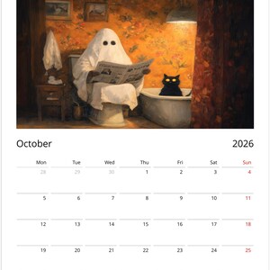 Black Cat 2026 Calendar, Colourful Pop Art Painting Cat Calendar, Whimsical Black Cat Art 2026 Wall Planner image 11