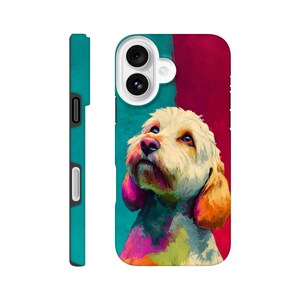 Cockapoo Dog Colourful Tough Mobile Phone Case for iPhone, Gift for Cockapoo Owner,  Cockapoo oil painting phone case