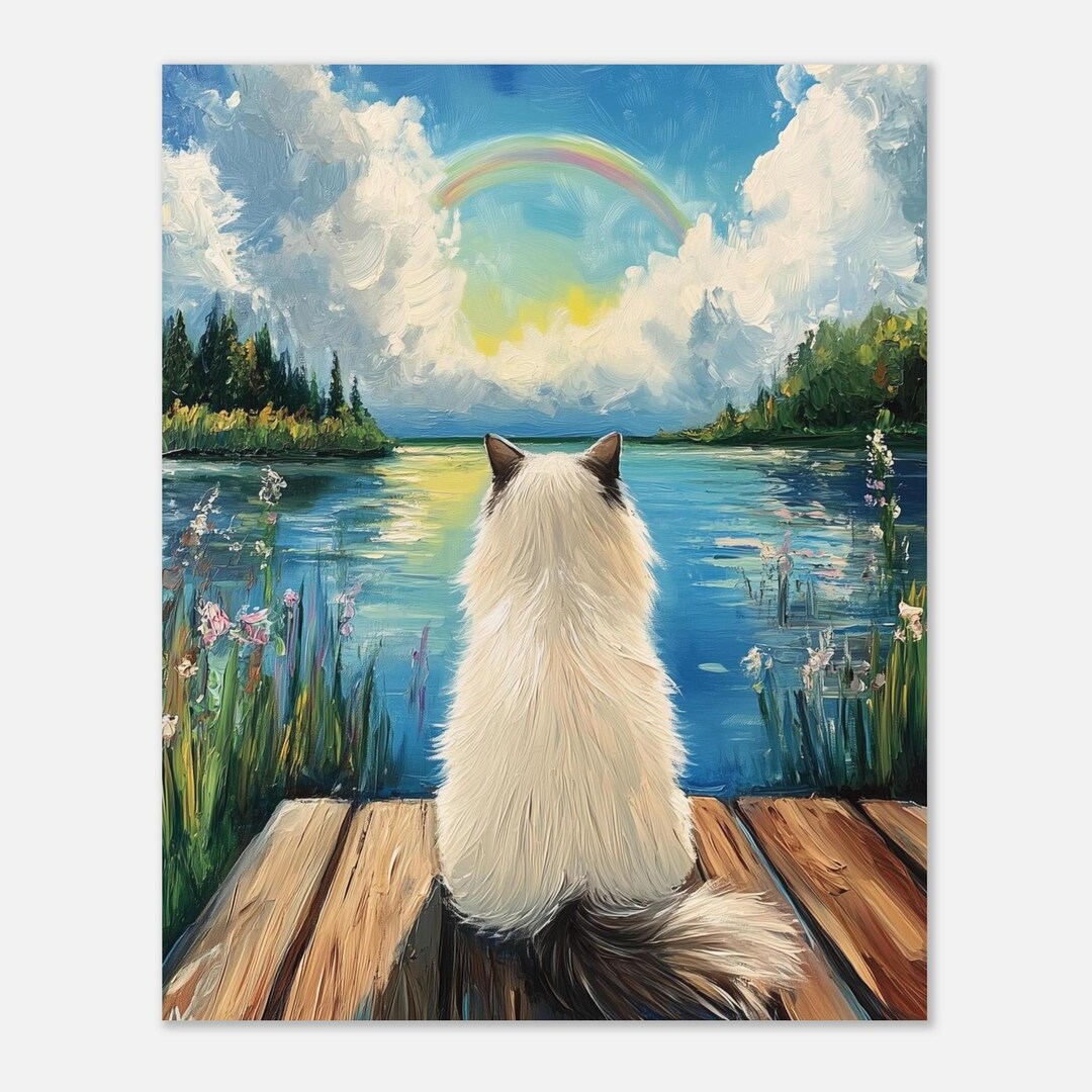 Ragdoll Cat Rainbow Bridge Print Wall Art, Cat Memorial Tribute Print ...