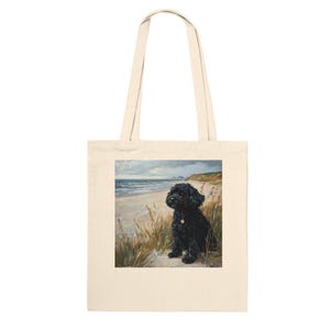 Black Cockapoo Dog  Beach Tote Bag  Gift for Cockapoo owner, Abstract Design Tote Bag, Gift for Black Cockerpoo owner, Cockapoo Bag gift