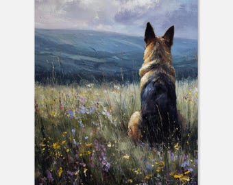 German Shepherd Wall Art Print oil painting style, German Shepherd Owner gift ,German Shepherd dog abstract poster, German Shepherd Memorial