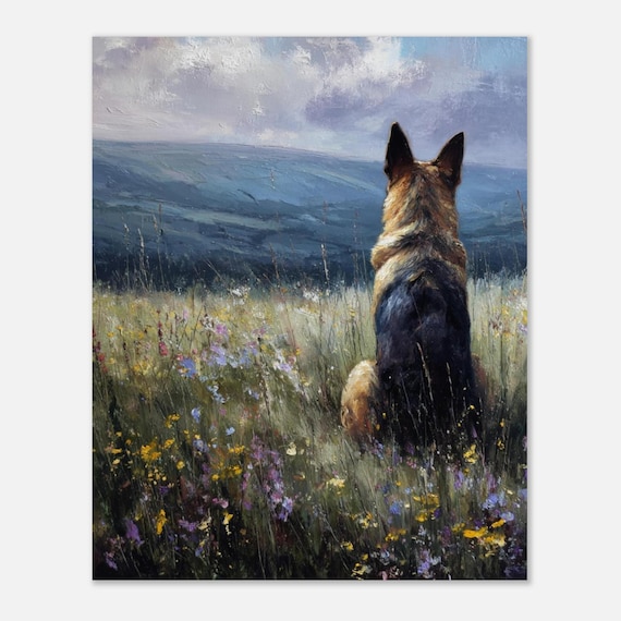German Shepherd Wall Art Print oil painting style, German Shepherd Owner gift ,German Shepherd dog abstract poster, German Shepherd Memorial