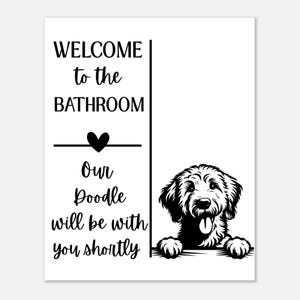 Golden Doodle Funny Bathroom Quote Print, Doodle Owner gift for housewarming, Golden Doodle Wall Art